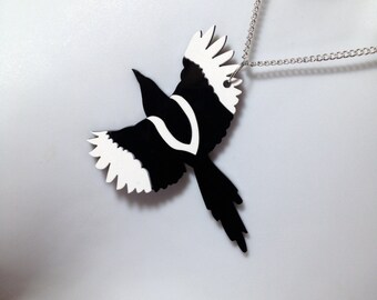 laser cut layered perspex Magpie necklace