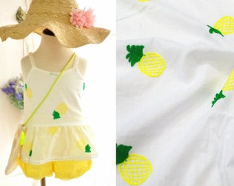 Cotton Kid Fabric Pineapple Embroidery Fabric 04101