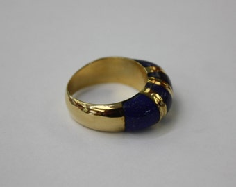 Lapiz estate ring , 18 k yellow gold , italian , ladies , size 6.75 , 5.2 gr.