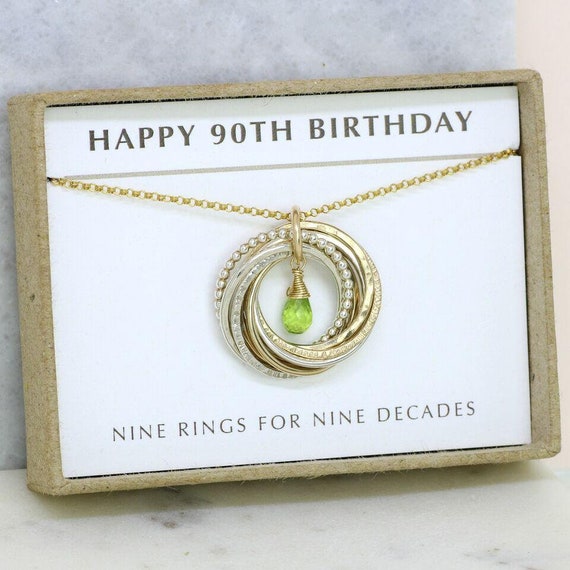 90th birthday gift August birthstone necklace 90th 90th