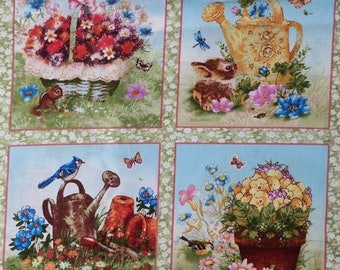Fabric patchwork/decoration 4 miniature woodland