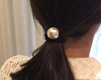 Large White Pearl Hair Tie (Set of 2)