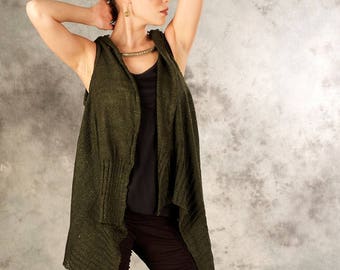 Knitted Cardigan for Women~Jacket Vest~Festival natural Hippie Psy Goa Psytrance wear gypsy tribal earthy alternative clothing~Yamuna Art
