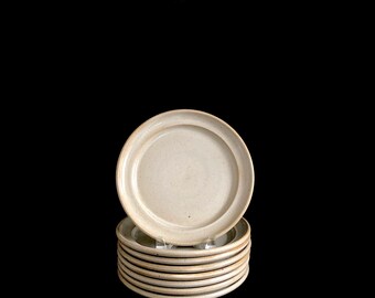 Vintage Mid Century Modern Dansk Speckled Earthenware Stoneware Brown Mist 8 5/8" Side Salad Plates Neils Refsgaard Design Japan MCM
