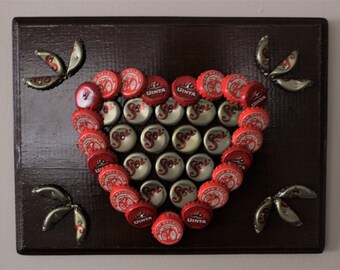 Heart Bottlecap & Wood Art