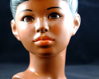 Vintage Ceramic Bust of Boy, Mid-Century