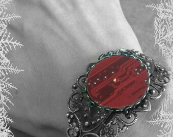 Red Computer Circuit Bracelet