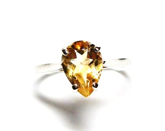 Citrine, citrine ring, birthstone ring, solitaire ring, yellow orange ring, s 7 "Spritely"