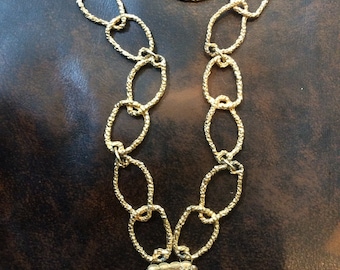 Golden Rhinestone Dress Clip Necklace