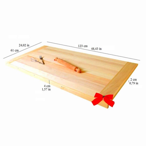 Traditional wooden pastry board WITH support stip size LARGE