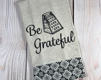 Be Grateful Tea Towel, Black