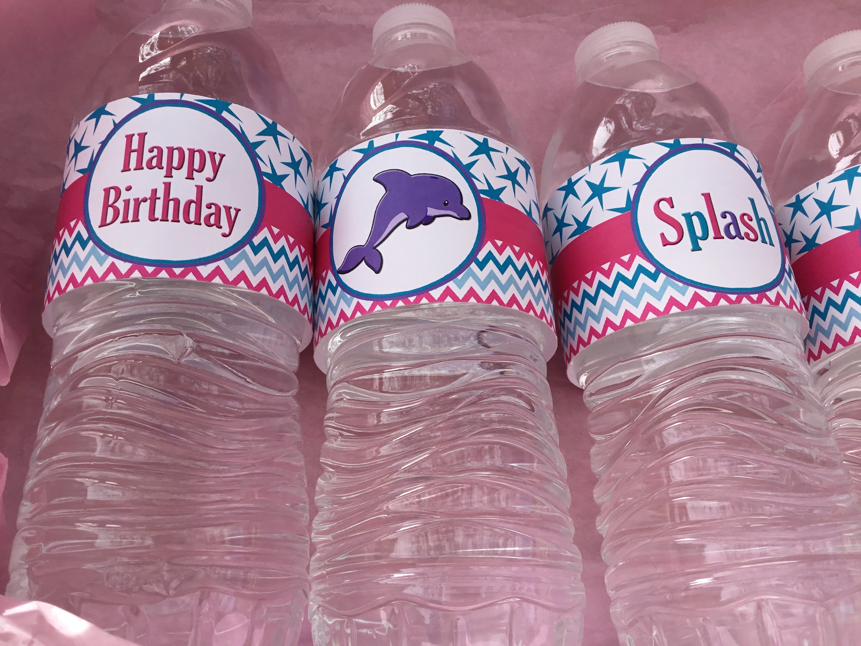 Dolphin Water Bottle Label Dolphin Birthday Under the Sea