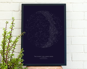 CUSTOM Star Map Wedding Gift Personalized Star Poster Mothers Day Gift For Mom Night Sky Map Constellation Print Monochrome Wall Art Poster