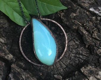 Chrysoprase Necklace, Green Opal, Chrysoprase Jewelry, Electroformed Necklace, Chrysopal