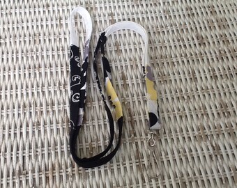 Black Patchwork Nurses Lanyard - Teachers Custom Lanyard - Fabric Lanyard - Badge Holder - ID Holder - Key Holder