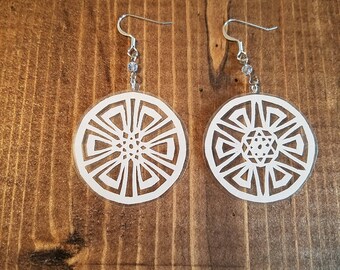 Snowflake Earrings White - Hand Cut