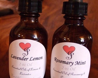 Large 2 oz Bottle of your own CUSTOMIZED Scent of Essential or Fragrance oils with EYE DROPPER