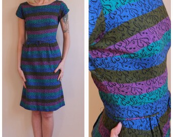 1960s Dress // Joan Lee Striped Knit Sheath Dress // vintage 60s dress