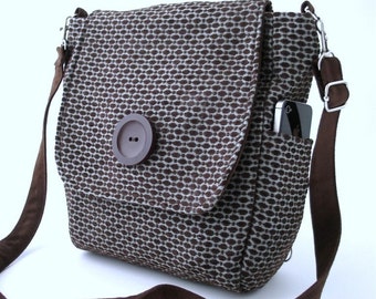 messenger bag women, brown crossbody bag, womens backpack handbag, brown purse, brown backpack, zipper bag, fits IPAD,