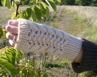 Cable-Lacey's fingerless gloves, Pattern only, PDF file.