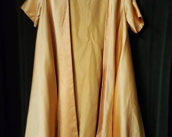 Vintage Retro 1960s Rita Thornton Boston Designer Gold Satin Evening Coat Jacket C603J