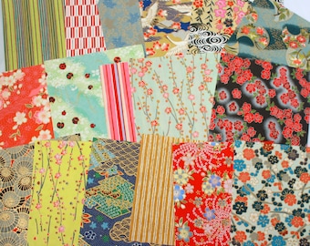 Japanese Paper Washi Yuzen Scrap Pack of 20 pieces, Grab bag, surprise pack, scrapbooking, small papers, ephemera, mystery paper, origami