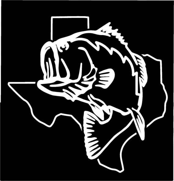 Texas Largemouth Bass Fishing state outline window sticker