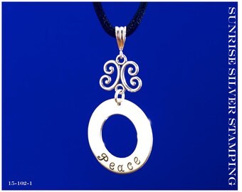 Peace Necklace, Sterling Silver, Inspiring Word Necklace, Inspirational Gift, Peace Jewelry, Hand Stamped Silver Peace Necklace