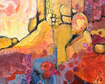 Desert Rocks, Original Landscape Painting in mixed media