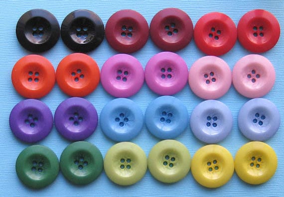 24 Resin Button Assortment Top Quality 22mm Fabulous Colors