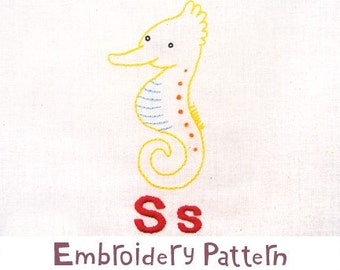 S Seahorse INSTANT DOWNLOAD PDF embroidery pattern