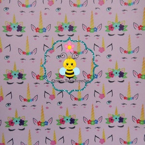 Sleeping Unicorn Synthetic Leather Sheets, these are great for making anything from bow appliques to any shapes, 1 sheet