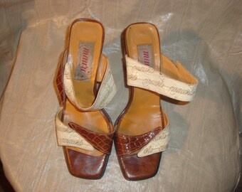 Brown/Cream Mauri Donna Alligator Sandals 9B