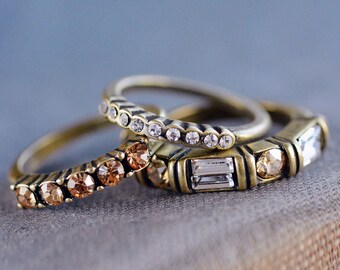 Stacking Rings, Stackable Rings, Gold Rings, Stack Rings, Stacking Ring Set, Boho Rings, Midi Rings, Knuckle Ring, Bronze Rings, Topaz R103