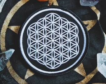 Flower of Life - Sacred Geometry Patch - New Age, Punk Fashion Accessory - 3" Iron On Embroidered Patch - Metaphysical Item