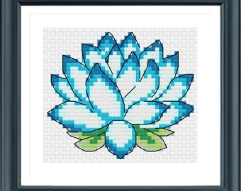 Lotus Cross Stitch Pattern, Needle Pattern, Instantly Download