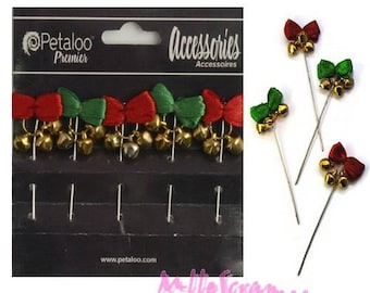 Set of 5 decorative pins Petaloo special Christmas scrapbooking embellishment *.