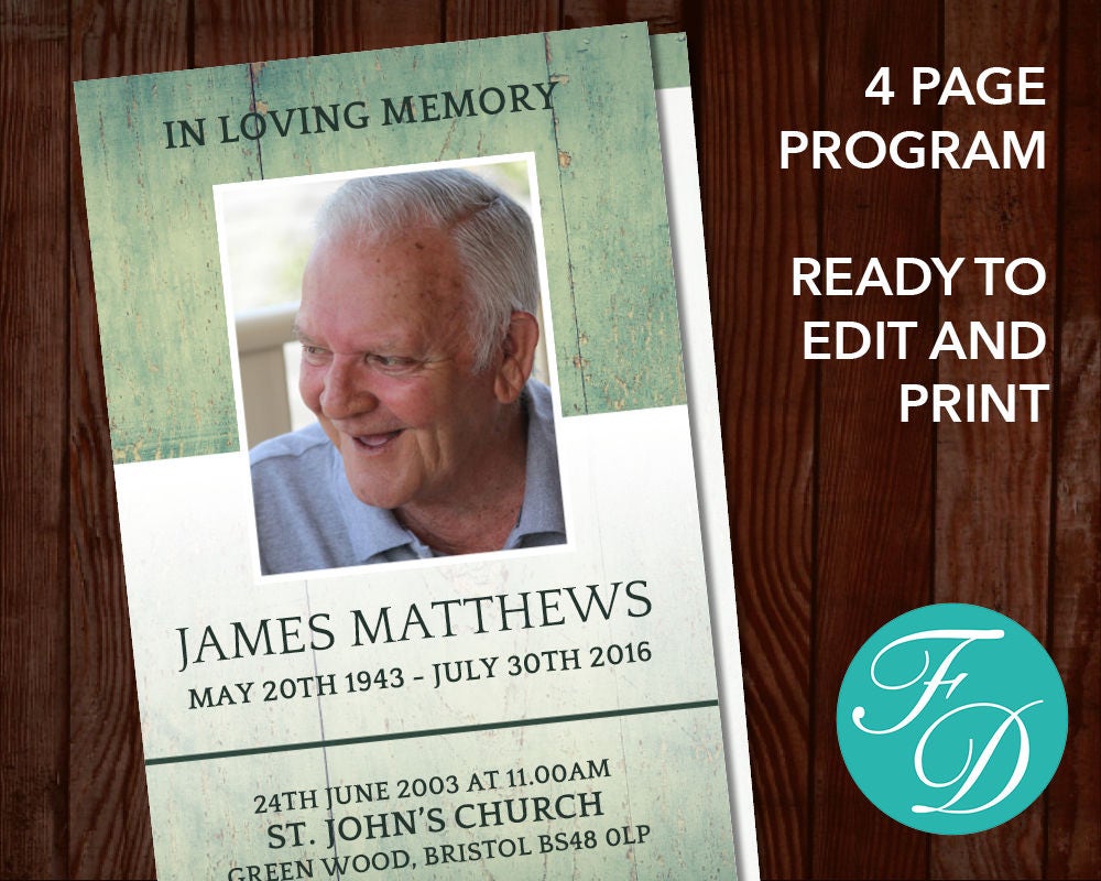 Funeral Program Template Order of Service Memorial Program