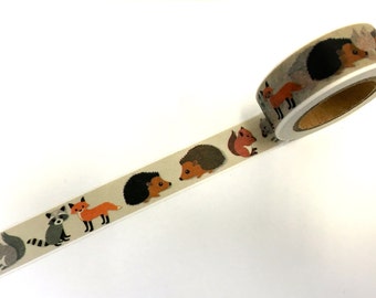 Woodland Animals Paper Washi Tape Scrapbooking Decoration Sticker - Fox -Hedgehog - Squirrel - Raccoon