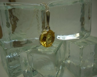 Oval Cut Citrine Necklace in Sterling Silver #1045