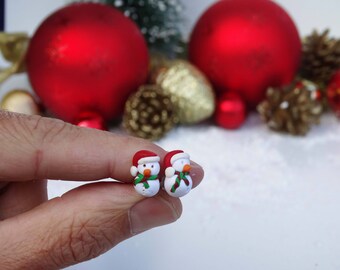 Polymer Clay Snowmen,Snowman Studs,Winter Earrings,Xmas Jewellery,Snowmen Jewelry,Snowman Earrings,Christmas Theme,Seasonal Jewellery