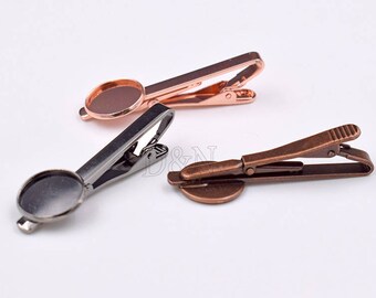 10pcs/Lot Tie Clips Blank-Tie Bar-Tie Tacks-Silver Plated Tie Clips 16mm Bezel Cup-16mm Cabochon Setting-16mm Blank Bezel Setting-16/18/20mm