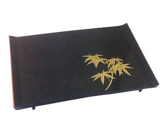 Japanese Black Lacquer Tray. Vintage Tray. Lacquerware Tray. Asian Serving Tray. Sushi Tray.