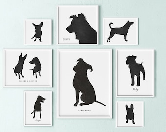 custom dog silhouette portrait, dog lovers gift, gift for dad, personalized dog art, pet keepsake, gift for dog lover, pet memorial gift