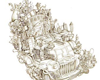 Men's Steampunk T-shirt - Car