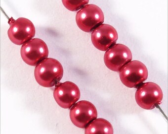 200 pearls 3mm raspberry red Czech glass