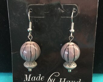 Grey with black stripes earrings