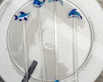 Blown Glass Fish Swizzle Sticks