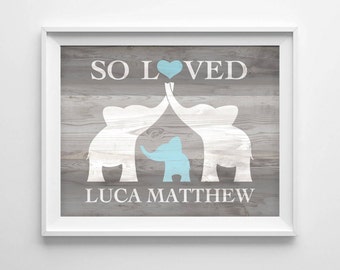 Elephant Nursery Art, Custom Baby Name Wall Art, Elephant Baby Shower Gift, Nursery Name Sign Personalized Baby Boy Nursery, DIGITAL PRINT