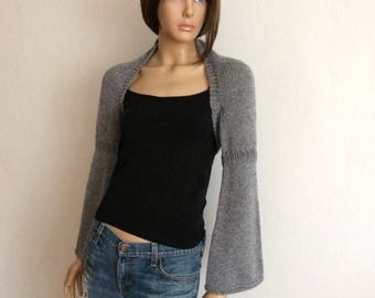 Bell Sleeve Crop Top, Cropped Cardigan, Knit Shrug, Boho Sweater, Cropped Tops for Women, Chunky Knit Sweater